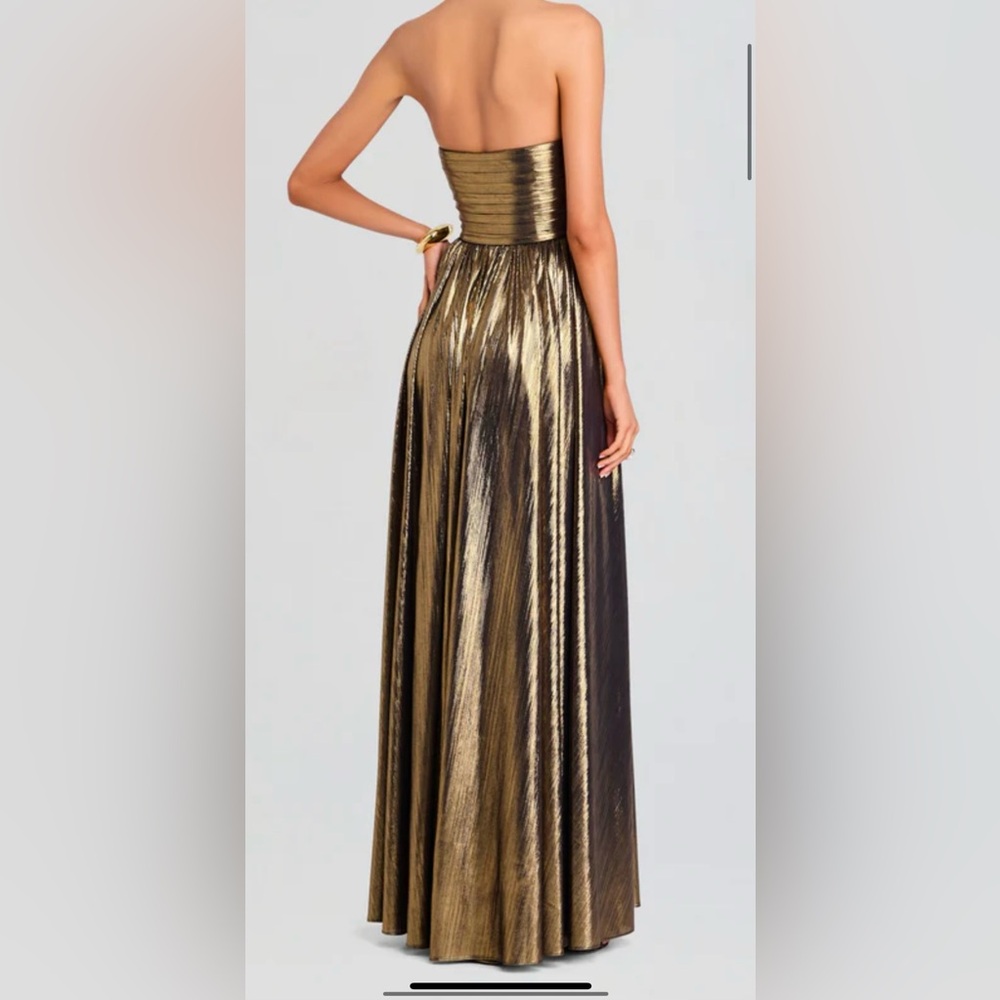 Reformation Metallic Gold Strapless Maxi Gown - Picture 3 of 5
